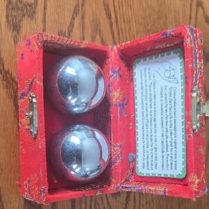 Vintage Silver Meditation Balls in Red Box